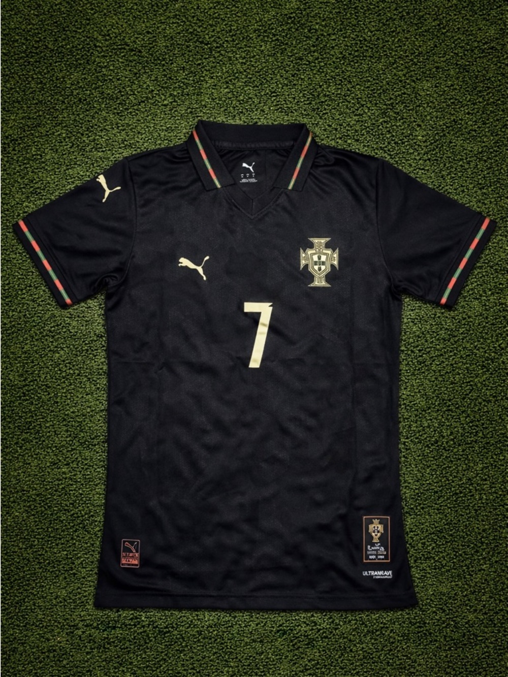 Portugal Black Jersey #7 Ronaldo